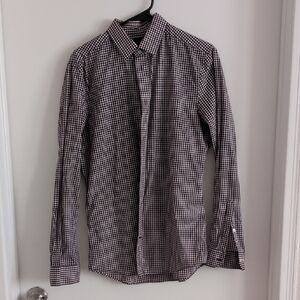 H&M Maroon and White Checkered Casual Shirt